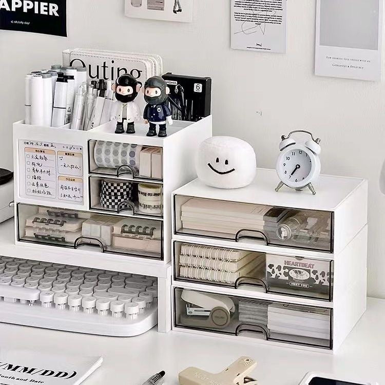 The desktop drawer of the storage box is transparent.