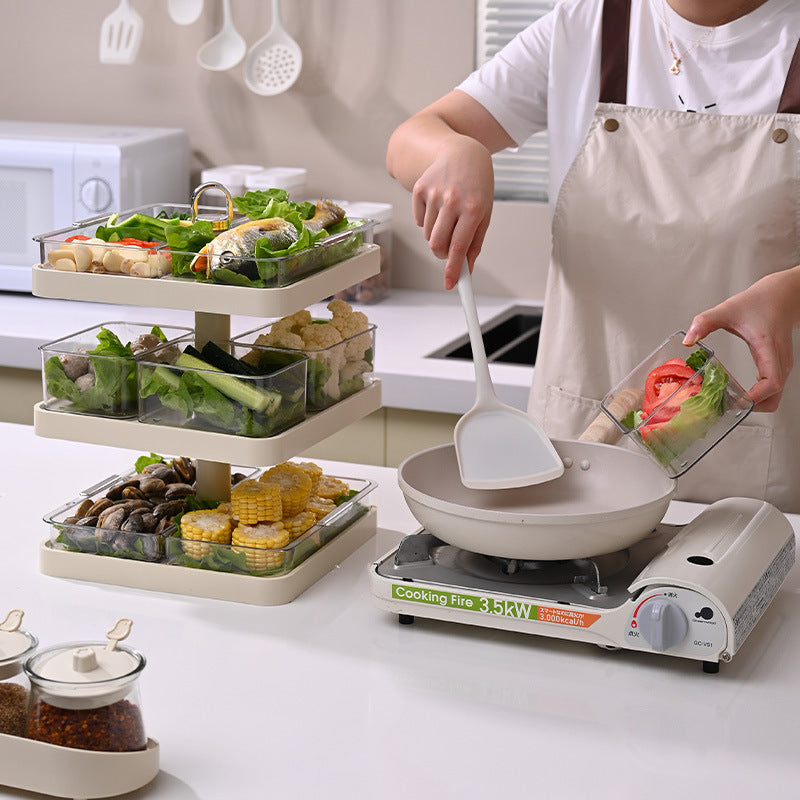 Rotating Kitchen Storage Rack with Multiple Compartments