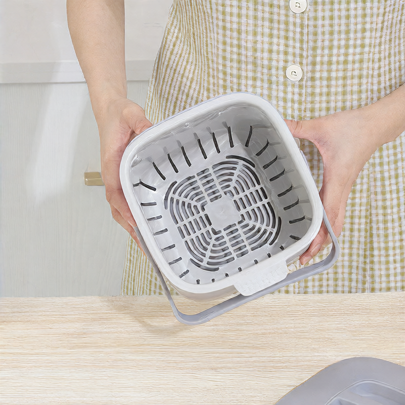 Portable Dual Compartment Kitchen Trash Can with Lid