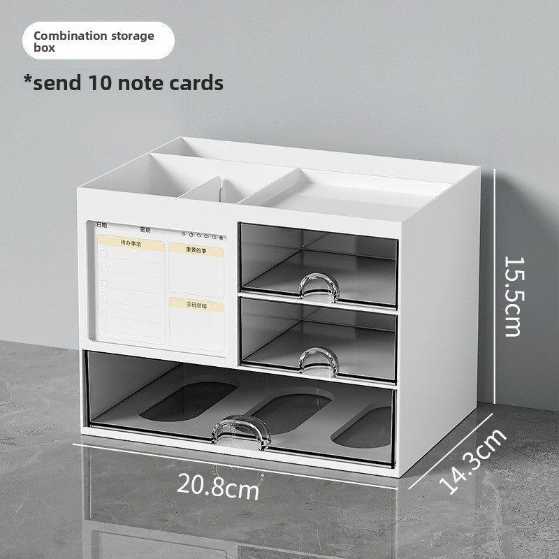 The desktop drawer of the storage box is transparent.