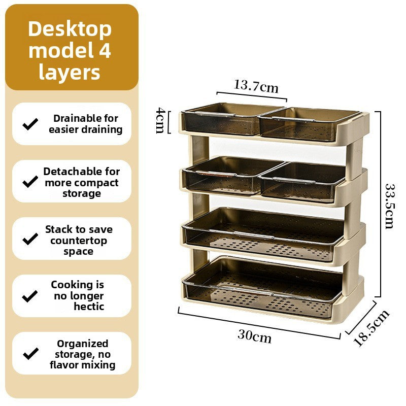 Rotating Kitchen Storage Rack with Multiple Compartments