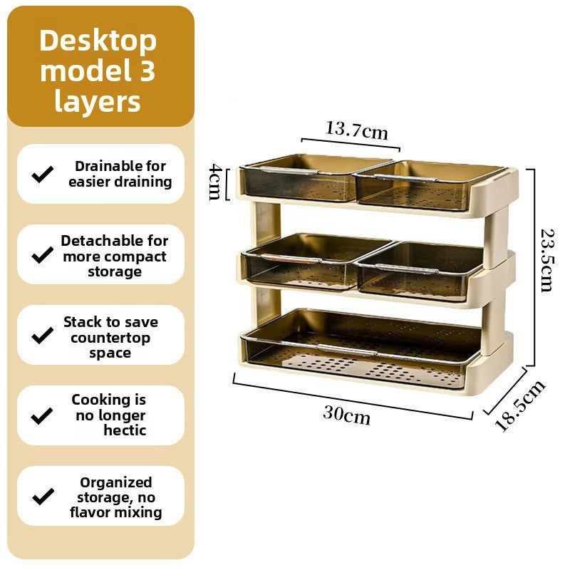 Rotating Kitchen Storage Rack with Multiple Compartments