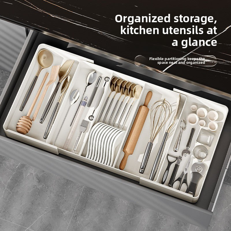 Retractable Kitchen Drawer Organizer Box