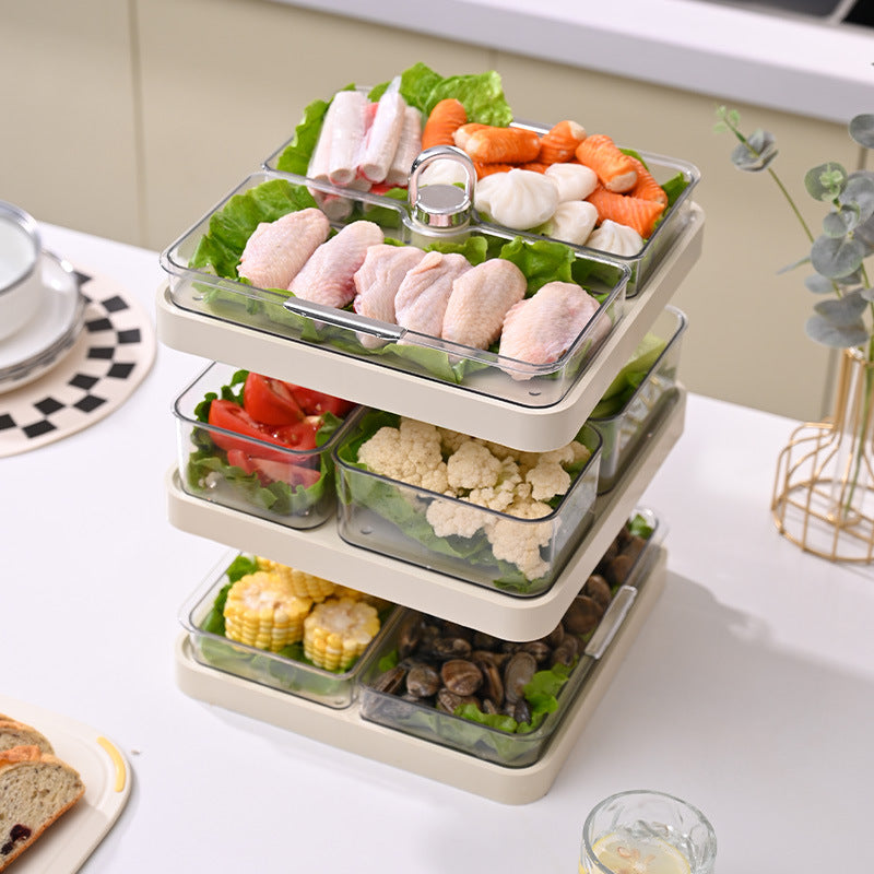 Rotating Kitchen Storage Rack with Multiple Compartments