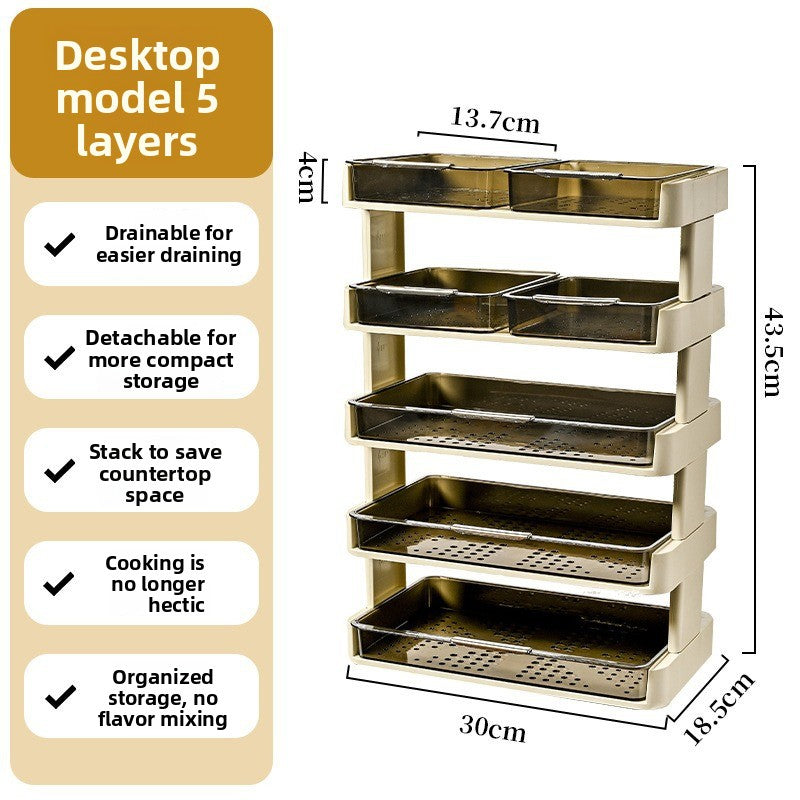 Rotating Kitchen Storage Rack with Multiple Compartments