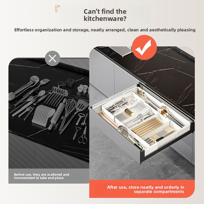 Retractable Kitchen Drawer Organizer Box